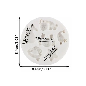 MOLDE SILICONA 6 MINI ANIMALES MARINOS (BM3202)